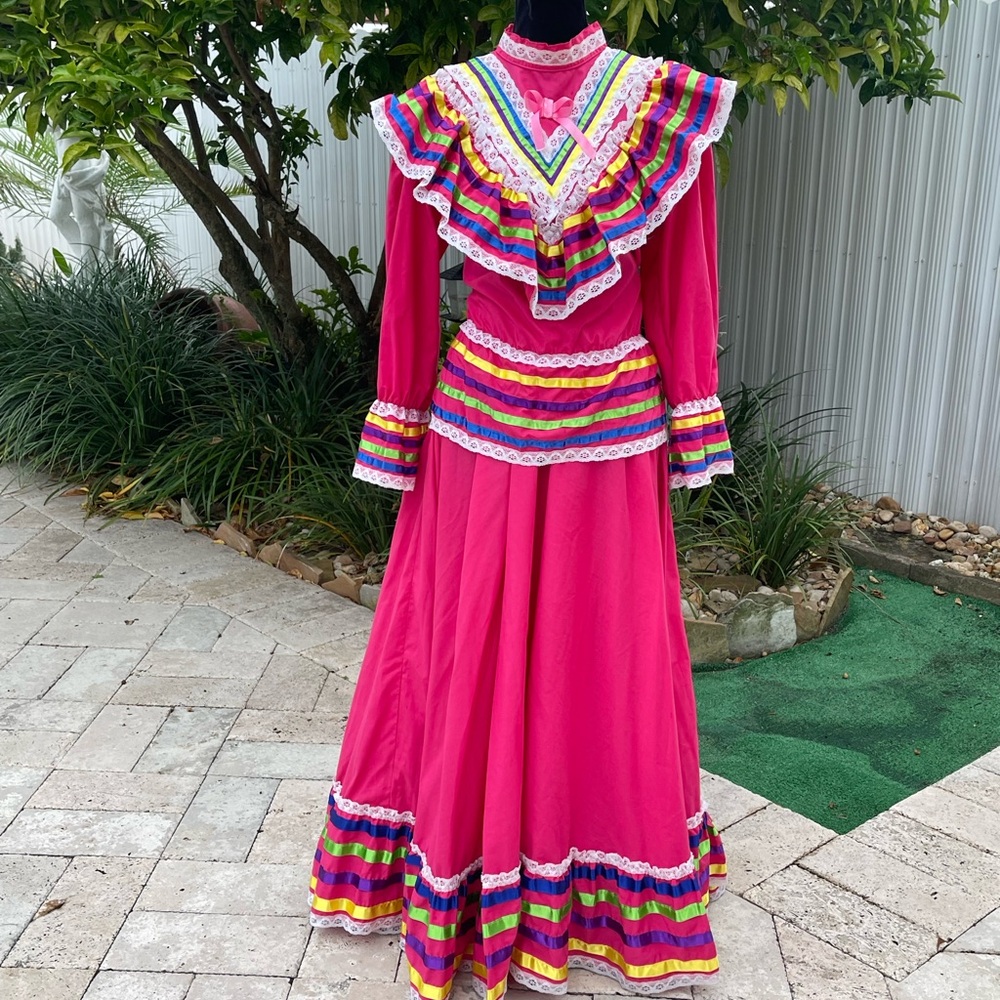 Vibrant Pink Multicolor Ruffled Dress - Picture 9 of 10